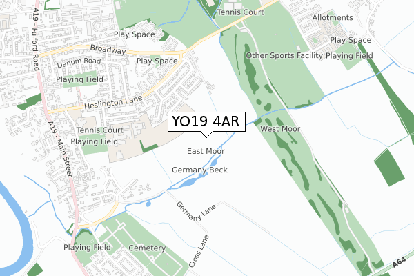 YO19 4AR map - small scale - OS Open Zoomstack (Ordnance Survey)
