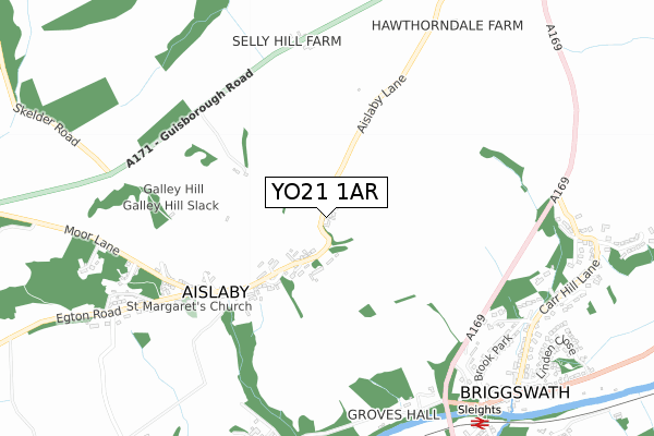 YO21 1AR map - small scale - OS Open Zoomstack (Ordnance Survey)