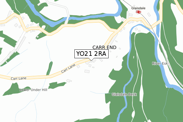 YO21 2RA map - large scale - OS Open Zoomstack (Ordnance Survey)