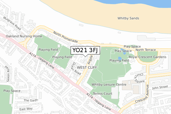 YO21 3FJ map - large scale - OS Open Zoomstack (Ordnance Survey)