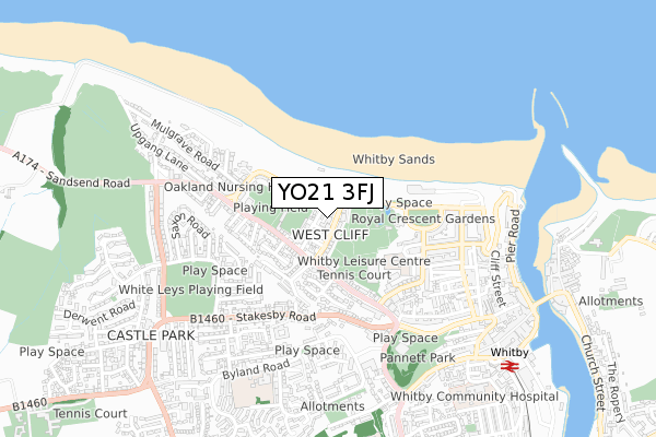 YO21 3FJ map - small scale - OS Open Zoomstack (Ordnance Survey)