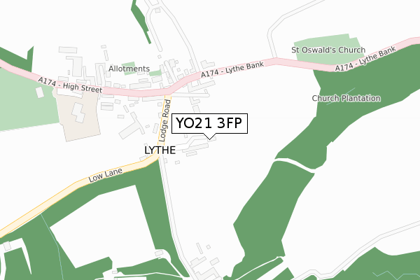 YO21 3FP map - large scale - OS Open Zoomstack (Ordnance Survey)