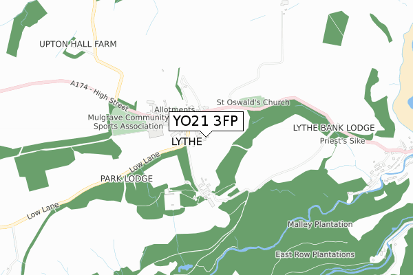 YO21 3FP map - small scale - OS Open Zoomstack (Ordnance Survey)