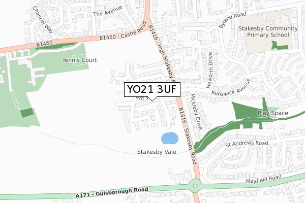 YO21 3UF map - large scale - OS Open Zoomstack (Ordnance Survey)