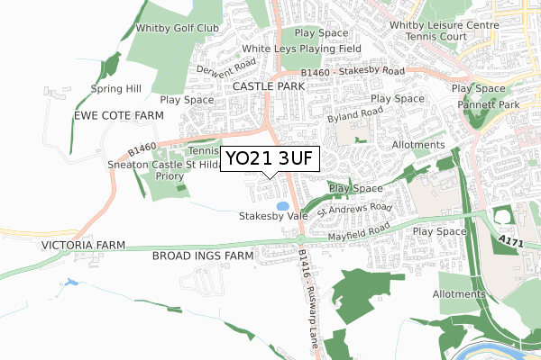 YO21 3UF map - small scale - OS Open Zoomstack (Ordnance Survey)