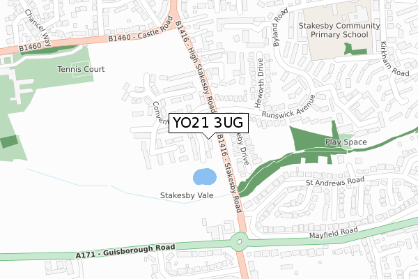 YO21 3UG map - large scale - OS Open Zoomstack (Ordnance Survey)