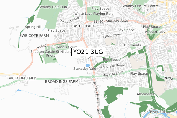 YO21 3UG map - small scale - OS Open Zoomstack (Ordnance Survey)
