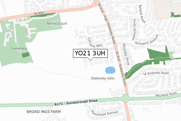 YO21 3UH map - large scale - OS Open Zoomstack (Ordnance Survey)