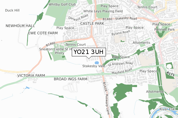 YO21 3UH map - small scale - OS Open Zoomstack (Ordnance Survey)