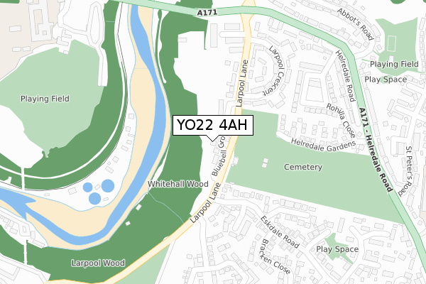 YO22 4AH map - large scale - OS Open Zoomstack (Ordnance Survey)