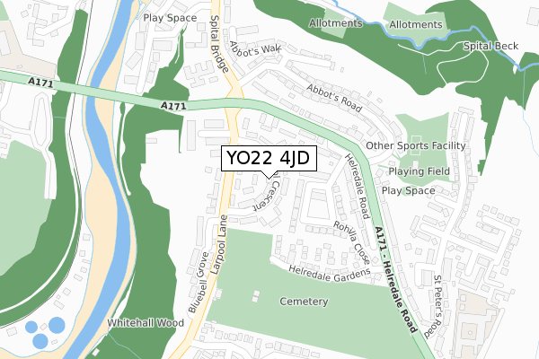 YO22 4JD map - large scale - OS Open Zoomstack (Ordnance Survey)
