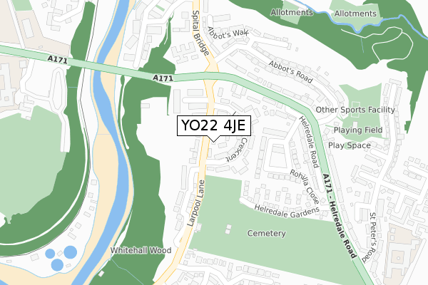 YO22 4JE map - large scale - OS Open Zoomstack (Ordnance Survey)