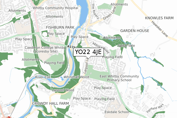 YO22 4JE map - small scale - OS Open Zoomstack (Ordnance Survey)