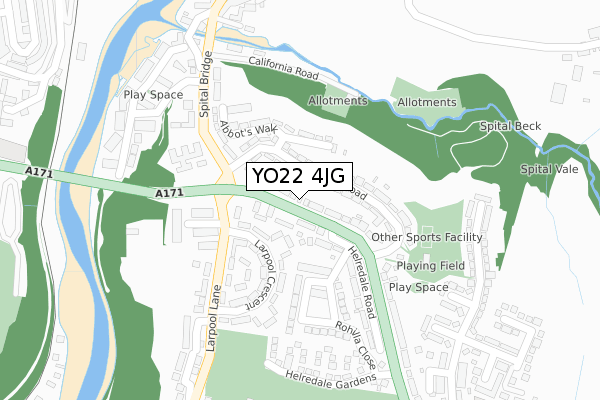 YO22 4JG map - large scale - OS Open Zoomstack (Ordnance Survey)