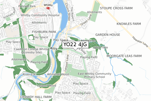 YO22 4JG map - small scale - OS Open Zoomstack (Ordnance Survey)