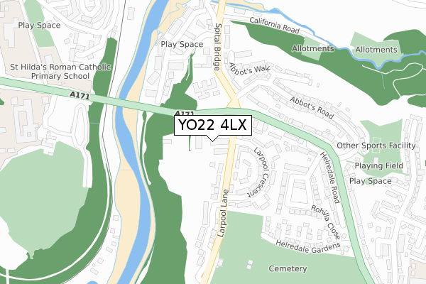 YO22 4LX map - large scale - OS Open Zoomstack (Ordnance Survey)