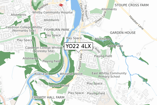 YO22 4LX map - small scale - OS Open Zoomstack (Ordnance Survey)