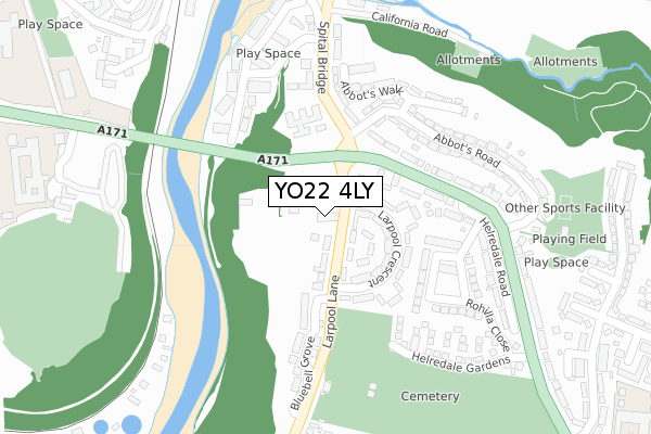 YO22 4LY map - large scale - OS Open Zoomstack (Ordnance Survey)