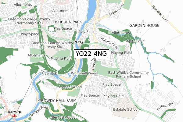 YO22 4NG map - small scale - OS Open Zoomstack (Ordnance Survey)