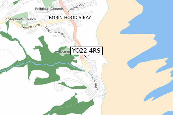 YO22 4RS map - large scale - OS Open Zoomstack (Ordnance Survey)