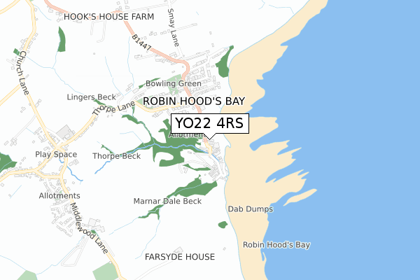 YO22 4RS map - small scale - OS Open Zoomstack (Ordnance Survey)