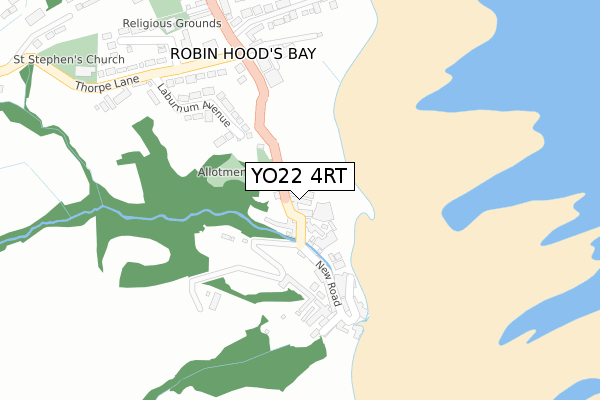 YO22 4RT map - large scale - OS Open Zoomstack (Ordnance Survey)