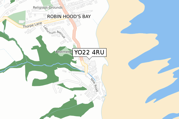 YO22 4RU map - large scale - OS Open Zoomstack (Ordnance Survey)