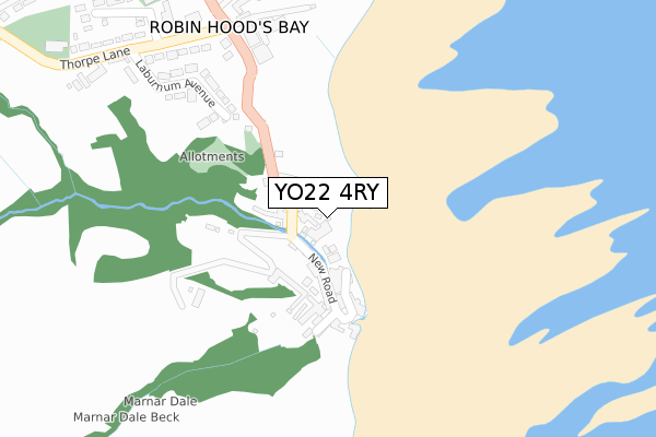 YO22 4RY map - large scale - OS Open Zoomstack (Ordnance Survey)