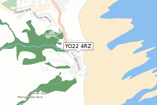 YO22 4RZ map - large scale - OS Open Zoomstack (Ordnance Survey)