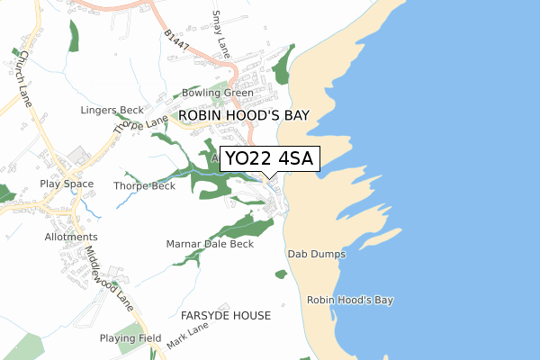 YO22 4SA map - small scale - OS Open Zoomstack (Ordnance Survey)