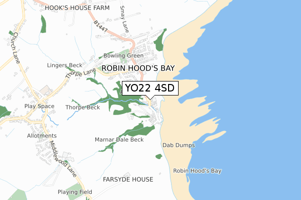 YO22 4SD map - small scale - OS Open Zoomstack (Ordnance Survey)