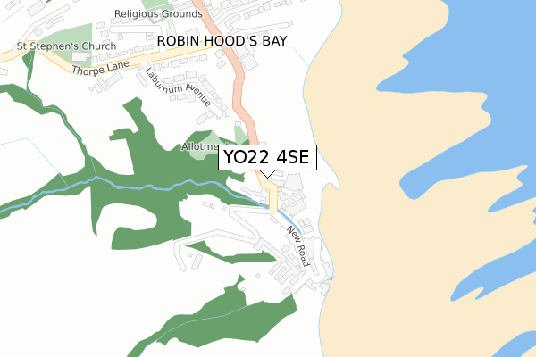 YO22 4SE map - large scale - OS Open Zoomstack (Ordnance Survey)