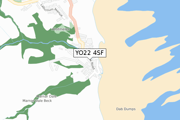 YO22 4SF map - large scale - OS Open Zoomstack (Ordnance Survey)