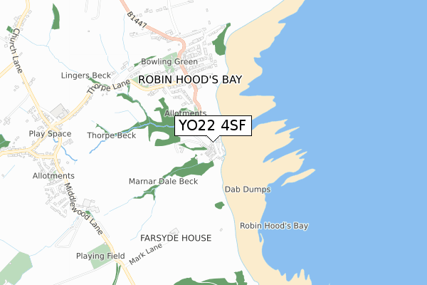 YO22 4SF map - small scale - OS Open Zoomstack (Ordnance Survey)