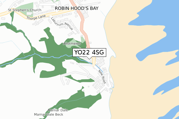 YO22 4SG map - large scale - OS Open Zoomstack (Ordnance Survey)