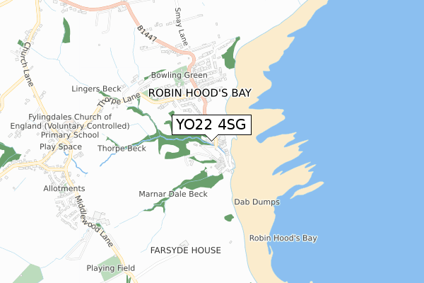 YO22 4SG map - small scale - OS Open Zoomstack (Ordnance Survey)