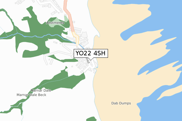 YO22 4SH map - large scale - OS Open Zoomstack (Ordnance Survey)