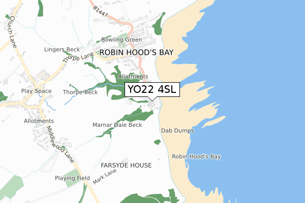 YO22 4SL map - small scale - OS Open Zoomstack (Ordnance Survey)