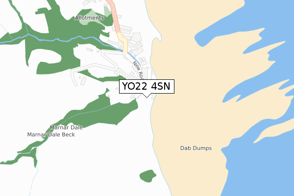 YO22 4SN map - large scale - OS Open Zoomstack (Ordnance Survey)