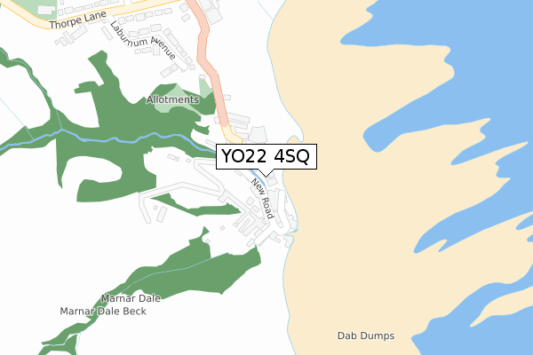 YO22 4SQ map - large scale - OS Open Zoomstack (Ordnance Survey)