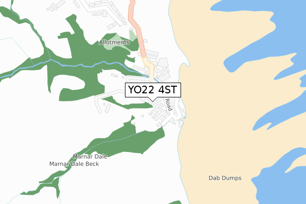 YO22 4ST map - large scale - OS Open Zoomstack (Ordnance Survey)