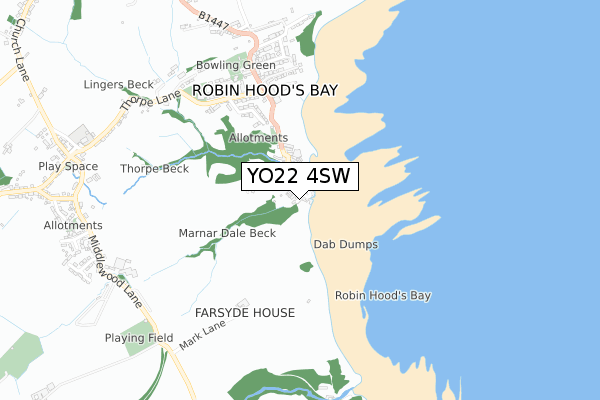 YO22 4SW map - small scale - OS Open Zoomstack (Ordnance Survey)