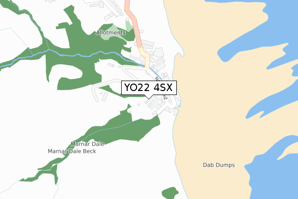YO22 4SX map - large scale - OS Open Zoomstack (Ordnance Survey)