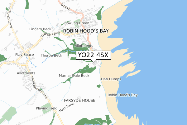 YO22 4SX map - small scale - OS Open Zoomstack (Ordnance Survey)