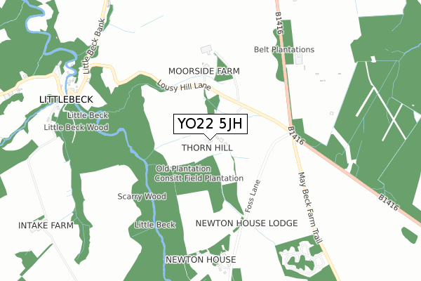 YO22 5JH map - small scale - OS Open Zoomstack (Ordnance Survey)