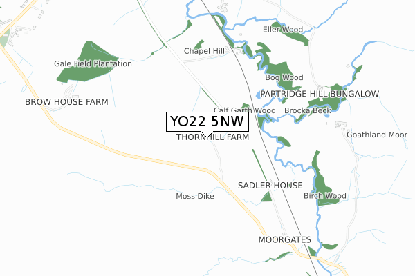 YO22 5NW map - small scale - OS Open Zoomstack (Ordnance Survey)
