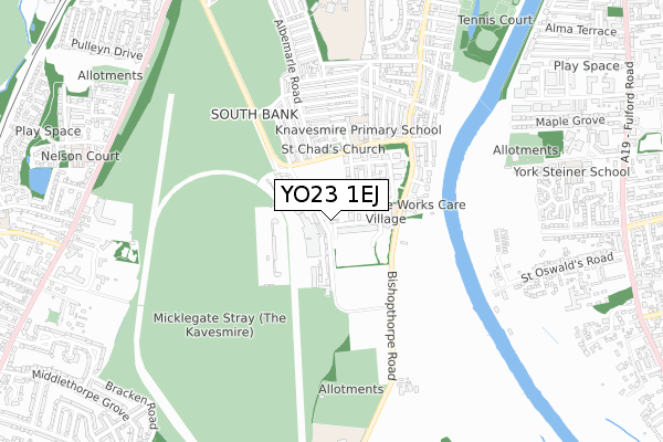 YO23 1EJ map - small scale - OS Open Zoomstack (Ordnance Survey)