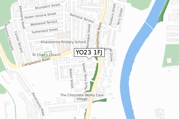 YO23 1FJ map - large scale - OS Open Zoomstack (Ordnance Survey)