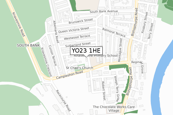 YO23 1HE map - large scale - OS Open Zoomstack (Ordnance Survey)