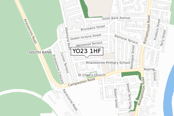 YO23 1HF map - large scale - OS Open Zoomstack (Ordnance Survey)